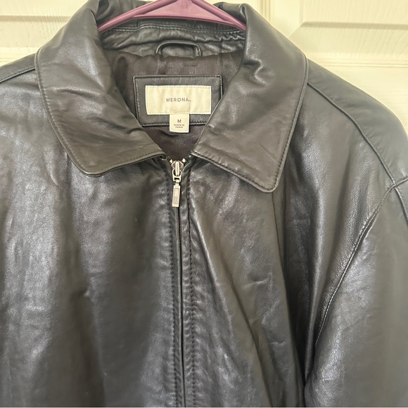 Merona Black Leather Jacket - Picture 3 of 6